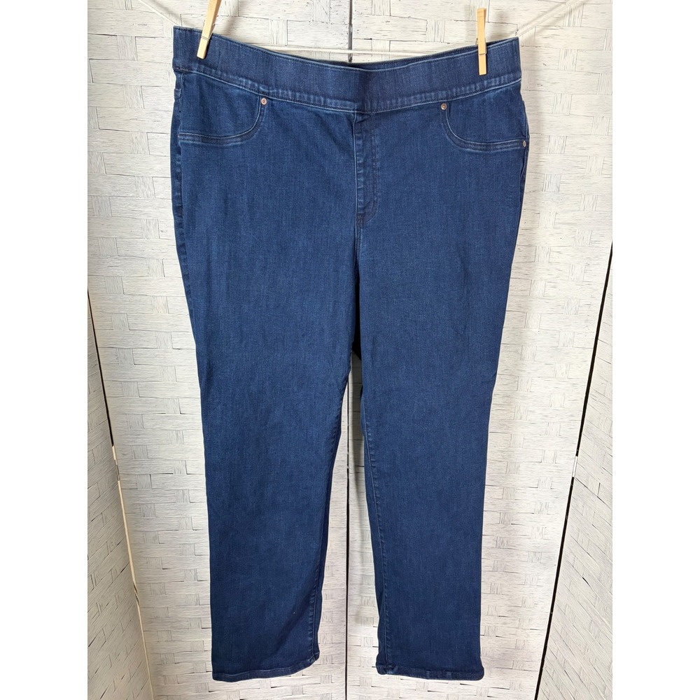 Lane Bryant Womens Jeans Dark Wash Pull On Straight Leg Back Pockets Plus Size